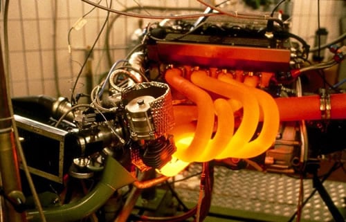 Brabham BMW F1 Engine glowing turbo manifold