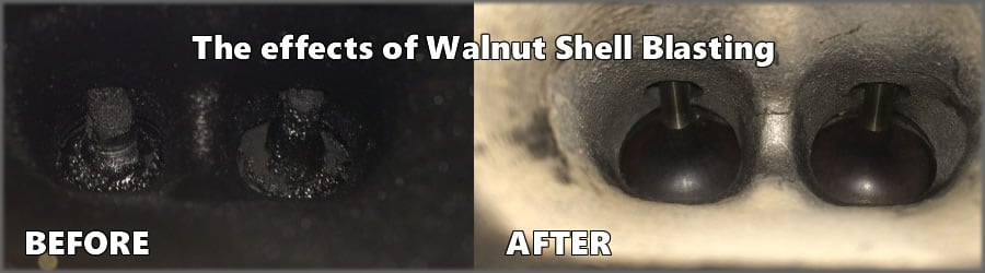 The effects before and after of BMW recommended Walnut Shell Intake Port Blasting